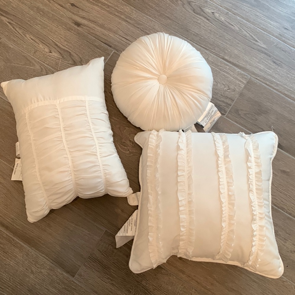 3 White Throw pillows